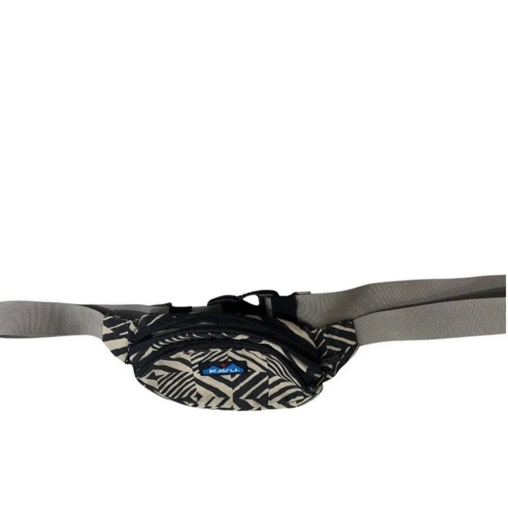 Kavu Spectator Waist Belt Bag Fanny Pack Pouch Canvas Lobby Tile Black